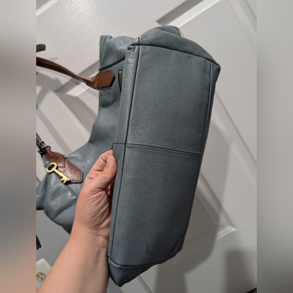 Fossil Blue Gray Fiona Tote with Brown Accents - Picture 4 of 14